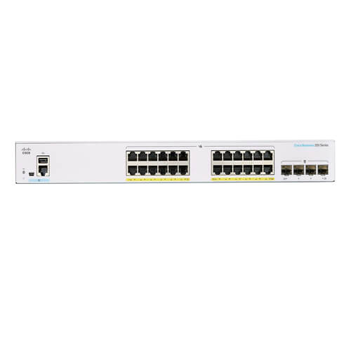 Cisco Business CBS350-24FP-4X, 24 10/100/1000 PoE+ ports with 370W POE, 4 10 Gigabit SFP+